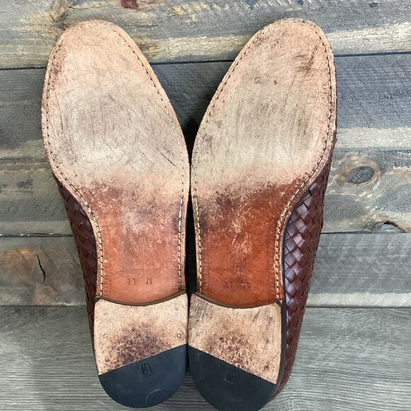 Pelle Line Tassled Woven Loafer Size 11M Leather Slip On Dress Shoe Brown Spain main image 11